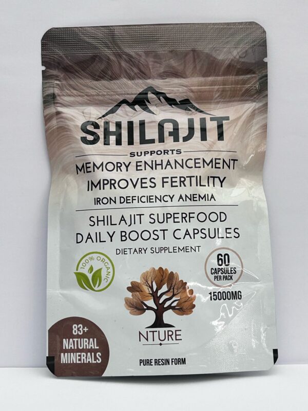 NTURE 15000mg Shilajit Capsules – 60 Vegan Caps, Made in the UK